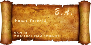 Benda Arnold névjegykártya